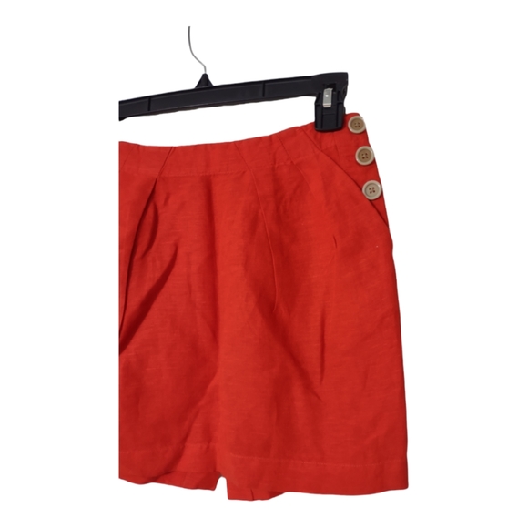 Banana Republic 00P Orange Sailor Pocket Linen Mini Skirt Nautical Button Detail - Picture 9 of 11